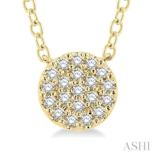 1/8 ctw Disc Shape Round Cut Diamond Petite Fashion Pendant With Chain in  14K Yellow Gold