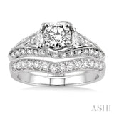 1 3/4 ctw Diamond Wedding Set with 1 1/2 ctw Round Cut Engagement Ring and 1/3 ctw Wedding Band in 14K White Gold