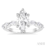 3/4 ctw Marquise Shape Marquise and Round Cut Diamond Semi Mount Engagement Ring in 14K White Gold