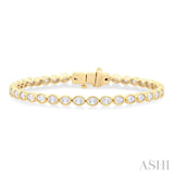 3 3/4 ctw East-West Bezel Set Oval Cut Diamond Tennis Bracelet in 14K Yellow Gold