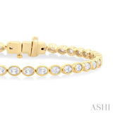 3 3/4 ctw East-West Bezel Set Oval Cut Diamond Tennis Bracelet in 14K Yellow Gold