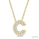 1/10 ctw Initial 'C' Round Cut Diamond Fashion Pendant With Chain in 10K Yellow Gold