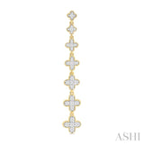 1/2 ctw Graduated Four-Leaf Clover Round Cut Diamond Fashion Long Earring in 14K Yellow Gold