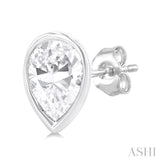 1/5 ctw Petite Bezel Set Pear Cut Diamond Fashion Stud Earring in 10K White Gold