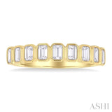 3/4 ctw North-South Bezel Set Emerald Cut Diamond Fashion Band in 14K Yellow Gold