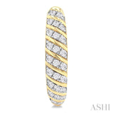 1/2 ctw Ribbed Swirl Round Cut Diamond Fashion Hoop Earring in 10K Yellow Gold