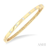 3/8 ctw Flush Bezel Set Diamond Fashion Bangle in 14K Yellow Gold