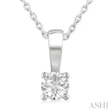 1/5 ctw Prong Set Round Cut Diamond Solitaire Pendant With Chain in 14K White Gold