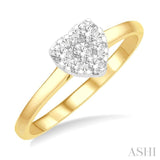 1/8 ctw Round Cut Diamond Heart Shape Lovebright Ring in 14K Yellow and White Gold