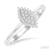 1/6 ctw Petite Marquise Shape Round Cut Diamond Cluster Fashion Ring in 10K White Gold