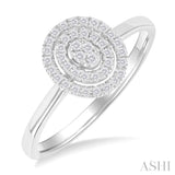 1/6 ctw Double Halo Oval Shape Petite  Round Cut Diamond Fashion Ring in 10K White Gold