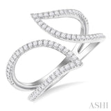 1/4 ctw Bypass Wide Split Leaf Pattern Round Cut Diamond Lightweight Open Fashion Ring in 10K White Gold