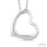 1/50 ctw Heart Frame Round Cut Diamond Fashion Pendant With Chain in Sterling Silver