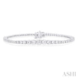 3 Ctw Graduated Round Cut Diamond Tennis Bracelet in 14K White Gold