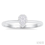 1/10 ctw Lovebright Petite Pear Shape Round Cut Diamond Fashion Ring in 10K White Gold