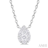 1/10 Ctw Lovebright Petite Pear Shape Round Cut Diamond Fashion Pendant With Chain in 10K White Gold