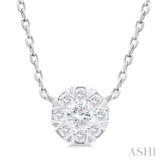 1/10 Ctw Lovebright Petite Round Shape Round Cut Diamond Fashion Pendant With Chain in 10K White Gold