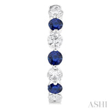 2.85 MM Round Cut Sapphire and 1.00 ctw Round Cut Diamond Precious Inside-Out Alternating Hoop Earrings in 14K White Gold