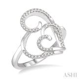 1/6 ctw Twin Lattice Heart Round Cut Diamond Ladies Ring in 10K White Gold