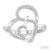 1/6 ctw Twin Lattice Heart Round Cut Diamond Ladies Ring in 10K White Gold