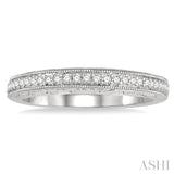 1/6 ctw Engraved Round Cut Diamond Wedding Band in 14K White Gold