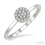 1/10 ctw Disc Shape Center Round Cut Diamond Petite Fashion Ring in 10K White Gold