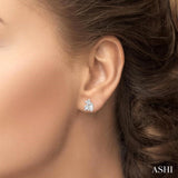 1/6 ctw Petite Tri-Stone Scatter Princess, Baguette & Round Cut Diamond Fashion Stud Earring in 10K White Gold