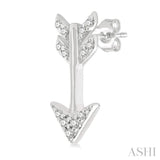 1/10 ctw Petite Arrow Round Cut Diamond Fashion Stud Earring in 10K White Gold