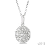 1/4 ctw Petite Basketball Round Cut Diamond Fashion Pendant With Chain in 10K White Gold