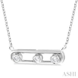 1/10 ctw Paper Clip Bezel Set Round Cut Diamond Fashion Necklace in 14K White Gold