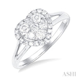 1/2 ctw Heart Shape Lovebright Round Cut Diamond Engagement Ring in 14K White Gold