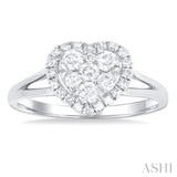 1/2 ctw Heart Shape Lovebright Round Cut Diamond Engagement Ring in 14K White Gold