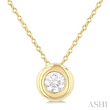 1/3 ctw Bubble Bezel Set Round Cut Diamond Fashion Pendant With Chain in 14K Yellow Gold