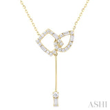 3/8 ctw Interlocked Geometric Motif Baguette and Round Cut Diamond Fashion Necklace in 10K Yellow Gold