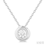 1/3 ctw Bubble Bezel Set Round Cut Diamond Fashion Pendant With Chain in 14K White Gold