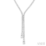 6 1/2 ctw Y-Split Round Cut Diamond Lariat Necklace in 14K White Gold