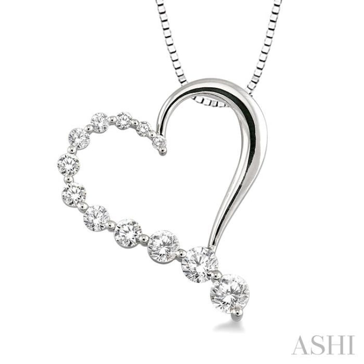 1/4 Ctw Round Diamond Heart Pendant in 10K Yellow Gold with