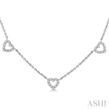 Heart Shape Diamond Station Necklace