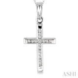 Silver Channel Set Cross Diamond Pendant