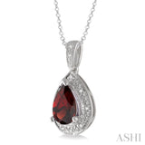 Pear Shape Silver Gemstone & Diamond Pendant