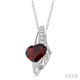 Heart Shape Silver Diamond & Gemstone Pendant