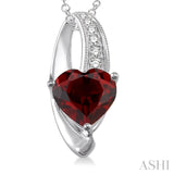 Heart Shape Silver Diamond & Gemstone Pendant