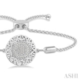 Silver Puff Circle Lariat Diamond Bracelet