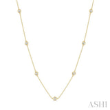 1/10 ctw Round Cut Diamond Station Necklace in 10K Yellow Gold