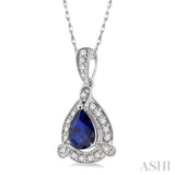 Pear Shape Gemstone & Diamond Pendant