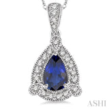 Pear Shape Gemstone & Diamond Pendant