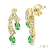 Oval Shape Gemstone & Diamond Fashion Earrings