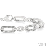 Silver Paper Clip Diamond Bracelet