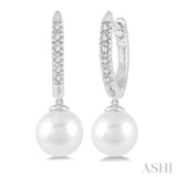 Pearl & Diamond Drop Petite Huggie Earrings