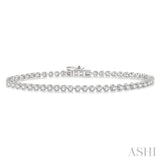 3 ctw Tri-Prong Round Cut Diamond Bracelet in 14K White Gold